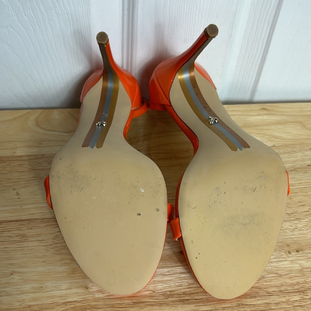 SAM EDELMAN SIZE 7.5 ARIELLA Orange open toe high heel sandals with ankle strap - Picture 9 of 13